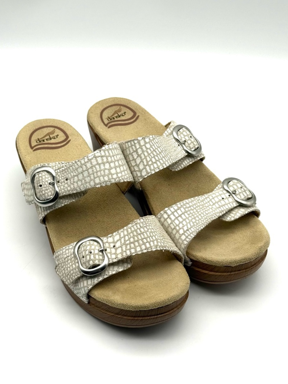 Dansko Sophie Buckle Sandal Clog White Croc EU 39 US 8.5-9